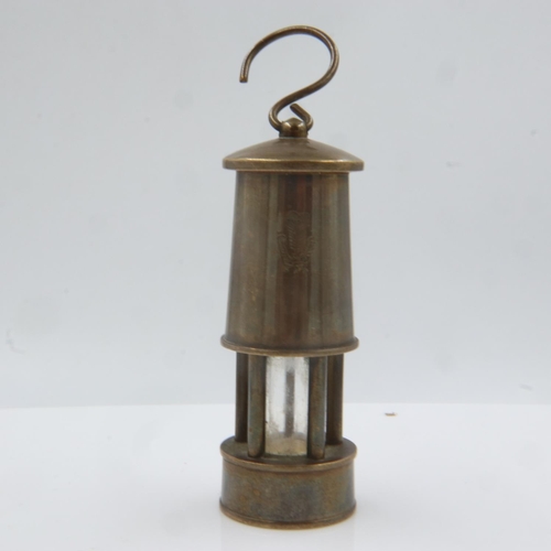 103 - Miniature brass miners lamp, H: 70 mm. UK P&P Group 1 (£16+VAT for the first lot and £2+VAT for subs... 