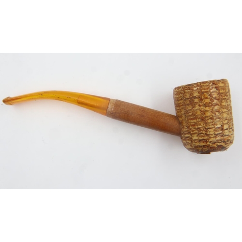 104 - Amber stem corn cob pipe by Missouri Meershaum. UK P&P Group 1 (£16+VAT for the first lot and £2+VAT... 