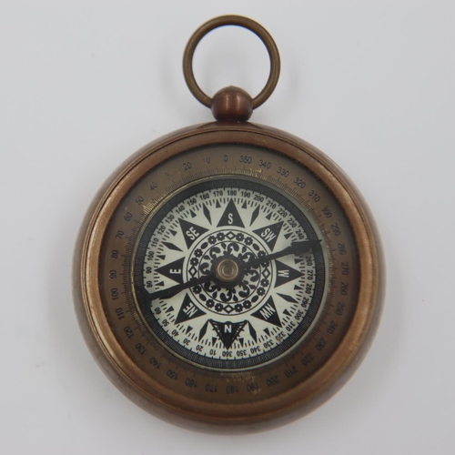 106 - Reproduction brass compass marked for Henry Hughs London. UK P&P Group 1 (£16+VAT for the first lot ... 