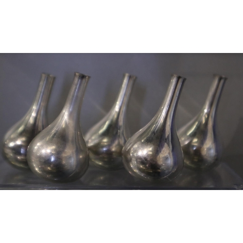 123A - Group of five white metal bottle vases by Dansk designs of Denmark, H: 6 cm. UK P&P Group 2 (£20+VAT... 