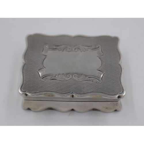 126 - Hallmarked silver snuff box, with gilt washed interior, vacant cartouche and engine turned decoratio... 