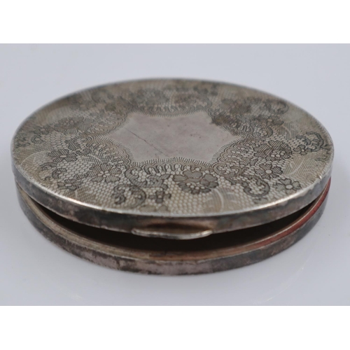 144A - Marcel Rochas French silver oval compact, lacking internals, 114g. UK P&P Group 1 (£16+VAT for the f... 