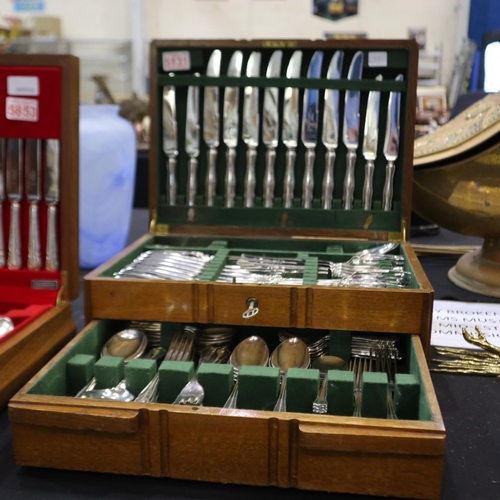 325 - James Dixon & Sons, 90 piece silver plated canteen of cutlery in the Chippendale pattern, housed in ... 