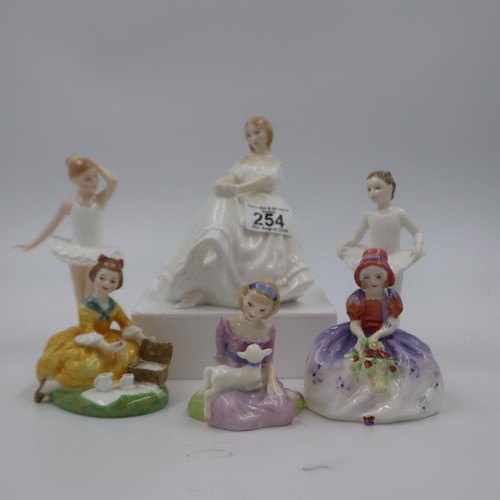 215A - Six Royal Doulton figurines, Heather HN2956, Ballet Class HN3731, Little Ballerina HN3395, Monica HN... 