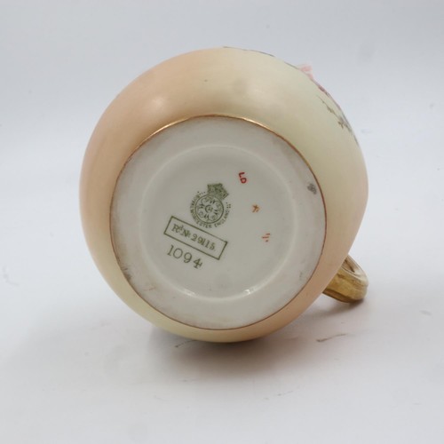 261A - Royal Worcester Blush Ivory flat back jug, H: 18cm. UK P&P Group 2 (£20+VAT for the first lot and £4... 