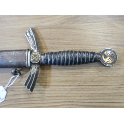 2127 - Third Reich Luftwaffe first pattern officers dress dagger with metal-mounted leather scabbard, the c... 