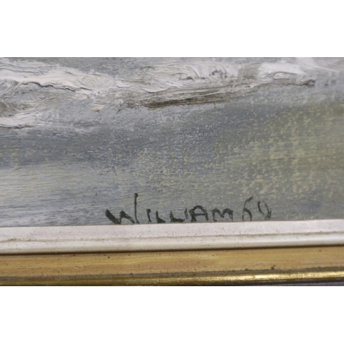 2012 - Williams (unattributed, 20th century): oil on board, fisherman rescue, signed William and dated 69, ... 