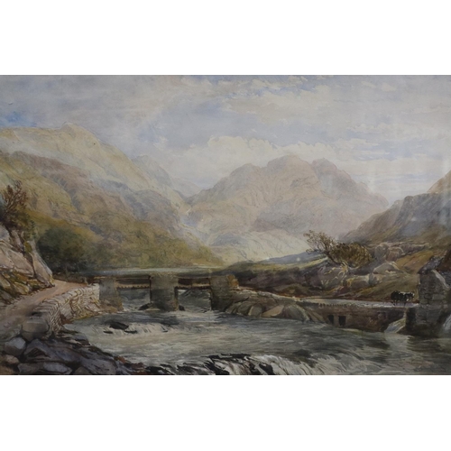 2014 - Attributed to David Cox Jnr (1809-1885): watercolour, Beddgelert, unsigned, labels verso, image 60 x... 