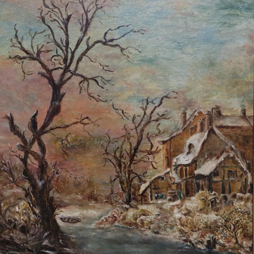 2019 - E A Boston (20th century): oil on board, continental winter stream, signed and dated 1978, image 49 ... 