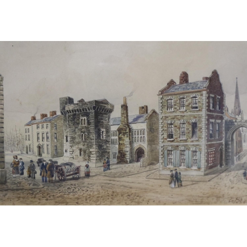 2030 - Edwin Robert Beattie (1845-1917): watercolour, street scene with figures (possibly Wakefield), image... 