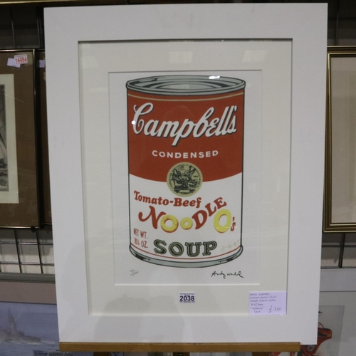 2038 - Andy Warhol (1928-1987): limited edition print, Noodle Soup, 912/3000, from the Leo Castelli Gallery... 