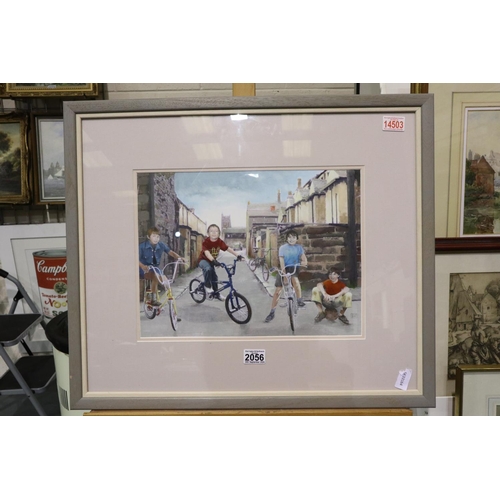 2056 - Chris Sims (b. 1938): mixed media, chopper riders, image 39 x 29cm, overall 65 x 55 cm. Not availabl... 