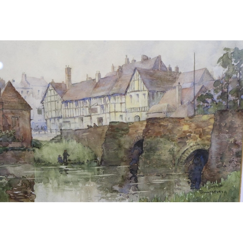 2058 - Stacey Blake (exh. 1891-1939): watercolour, Tewkesbury, image 37 x 27 cm, overall 63 x 53 cm. Not av... 