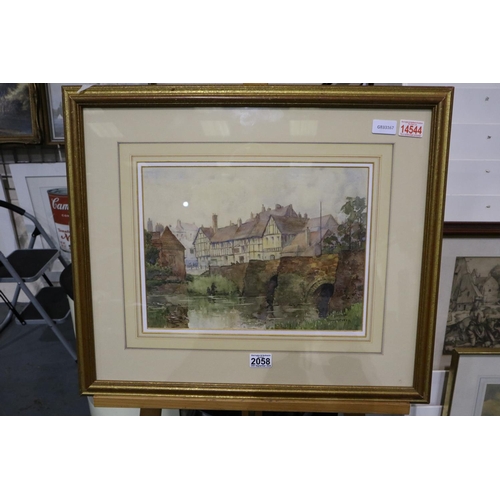 2058 - Stacey Blake (exh. 1891-1939): watercolour, Tewkesbury, image 37 x 27 cm, overall 63 x 53 cm. Not av... 