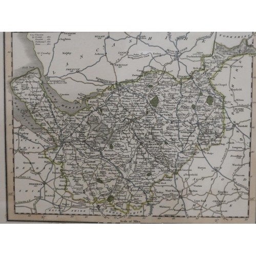 2063 - Charles Smith (London) hand coloured 1828 dated map of Cheshire, 25 x 21 cm, and a Victorian Thomas ... 