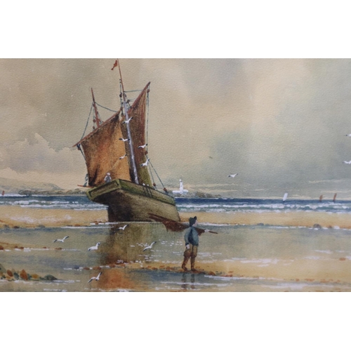 2064 - Walter Witham (Liverpool, exh. 1894-1896): pair of watercolours, low tide coastal landscapes, each i... 