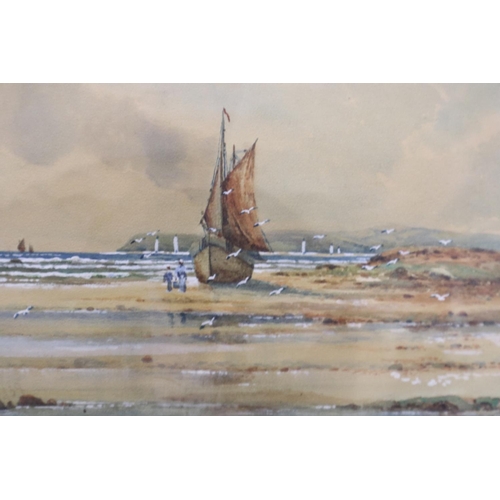 2064 - Walter Witham (Liverpool, exh. 1894-1896): pair of watercolours, low tide coastal landscapes, each i... 