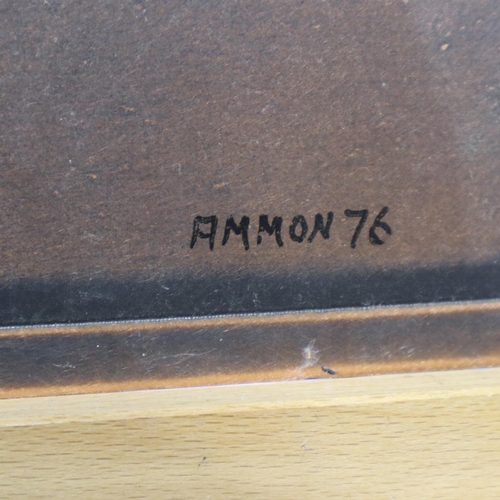 2069 - Ammon (20th century): copper plaque in relief, modernist abstract, signed and dated 76 in pen, overa... 