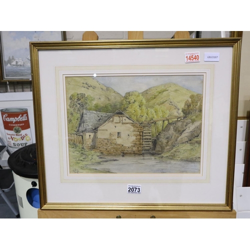 2073 - John Callow OWS (1822-1878): watercolour, On The Welsh Marches. Callow taught at Queens College, som... 