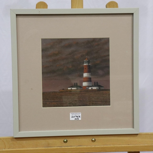 2076A - G Watson (contemporary): pastels, Lighthouse scene (possibly Norfolk), image 23 x 23cm, overall 43 x... 