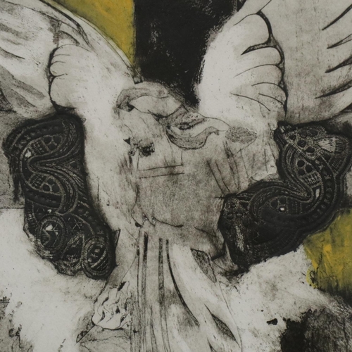 2076B - Christine Ivory (contemporary): mixed media, study of an angel, signed in pencil, image 30 x 40cm, o... 