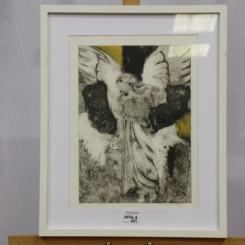 2076B - Christine Ivory (contemporary): mixed media, study of an angel, signed in pencil, image 30 x 40cm, o... 