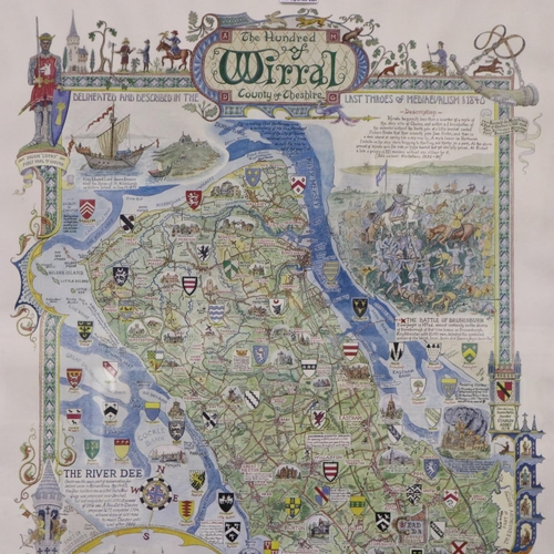 2082 - Gerald Swarbrick (20th century): artist signed pictorial map print, The Hundred of Wirral, image 58 ... 