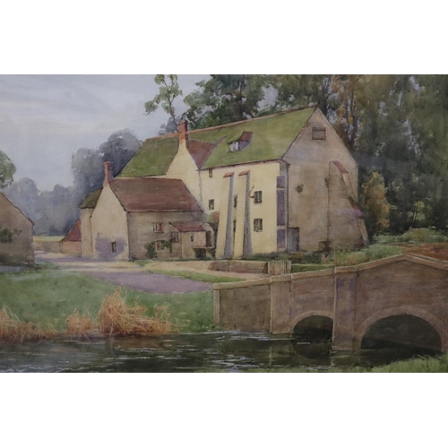 2088 - Henry James Lyon (1897-1933) watercolour of a river and mill, image 49 x 37 cm, overall 68 x 58 cm. ... 