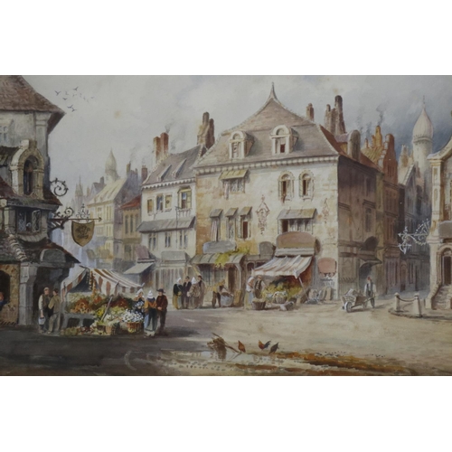 2089B - Charles James Keats (1856-1934): pair of watercolours, Bacharach and Liège, each image 48 x 31cm, ea... 