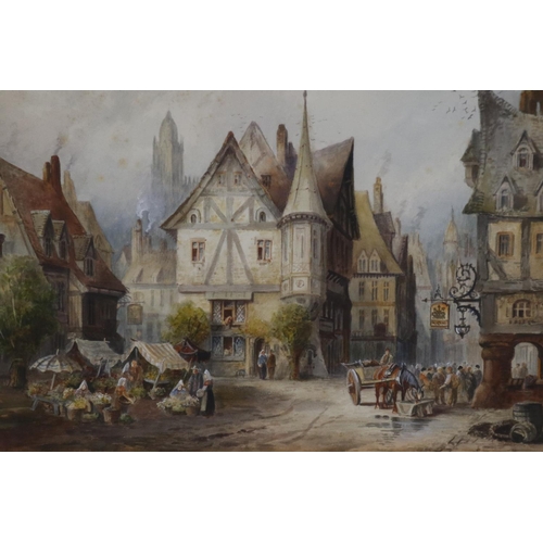 2089B - Charles James Keats (1856-1934): pair of watercolours, Bacharach and Liège, each image 48 x 31cm, ea... 