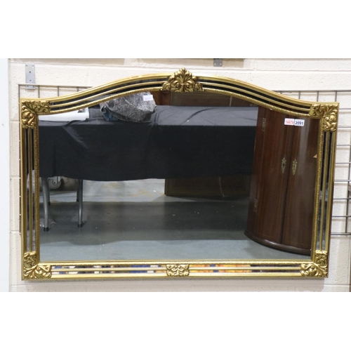 2091 - Large 20th century ornate gilt framed mirror, 130 x 90 cm. Not available for in-house P&P