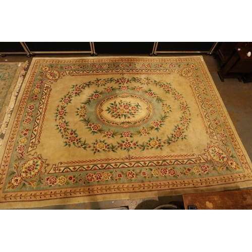 2094 - Substantial 20th century Chinese thick pile carpet with floral design against a cream ground, 375 x ... 