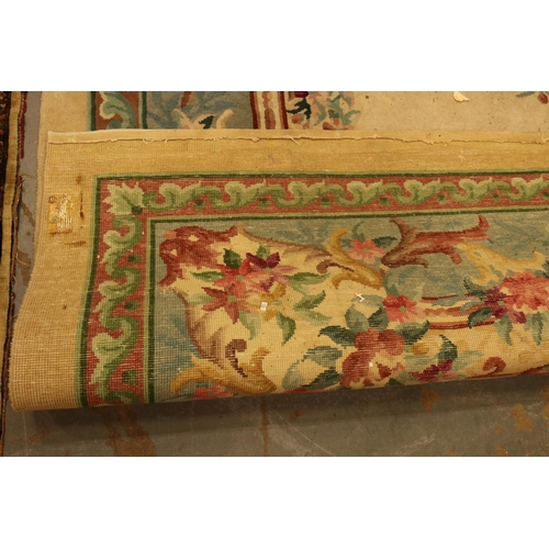 2096 - Substantial 20th century Chinese thick pile carpet with floral design against a cream ground, 360 x ... 