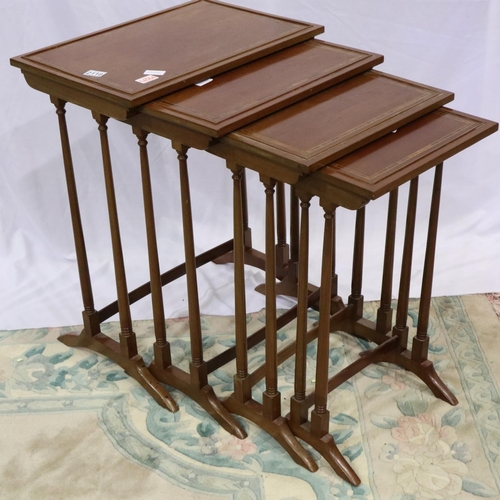 2118 - Early 20th century inlaid walnut nest of four graduating tables, largest 53 x 36 x 70 cm H. Not avai... 