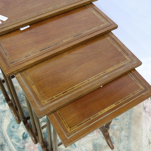 2118 - Early 20th century inlaid walnut nest of four graduating tables, largest 53 x 36 x 70 cm H. Not avai... 