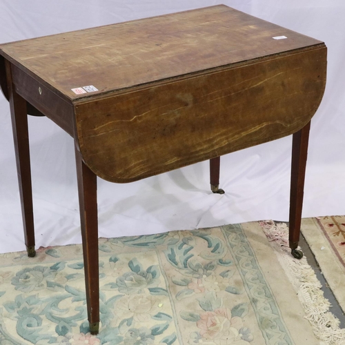 2123 - 19th century inlaid walnut Pembroke table, drop leaf with single drawer raised on tapering supports,... 