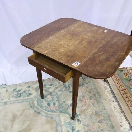 2123 - 19th century inlaid walnut Pembroke table, drop leaf with single drawer raised on tapering supports,... 