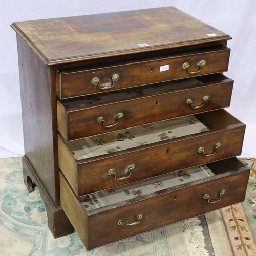 2125 - A Georgian  walnut chest of four graduated long drawers, 80 x 46 x 81 cm H. Not available for in-hou... 