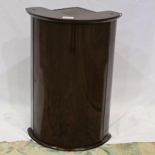 2132 - 19th century diminutive barrel front corner cupboard, W: 37 cm, H: 54 cm. Not available for in-house... 