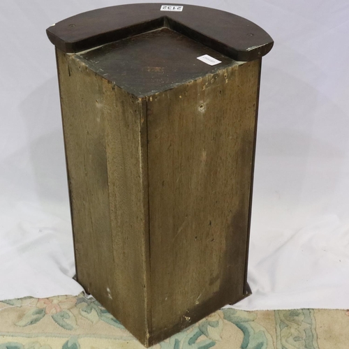 2132 - 19th century diminutive barrel front corner cupboard, W: 37 cm, H: 54 cm. Not available for in-house... 