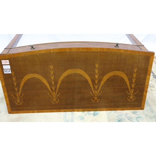 2135 - Edwardian Sheraton Revival inlaid satinwood and kingwood console, single drawer with bowed front rai... 