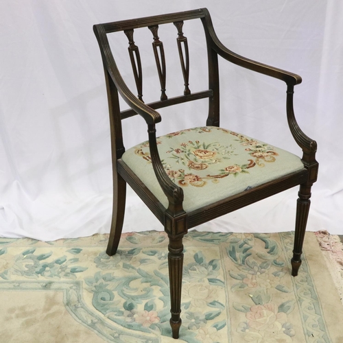 2136 - Regency period mahogany gentlemans elbow chair with wool work drop in seat. Not available for in-hou... 