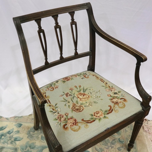 2136 - Regency period mahogany gentlemans elbow chair with wool work drop in seat. Not available for in-hou... 