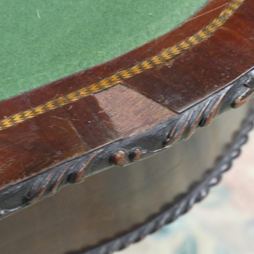 2138 - A late 18th century mahogany fold-over card table with serpentine front, 84 x 45 x 75 cm H (closed).... 