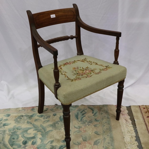 2139 - Regency period gentlemans elbow chair with twist backrest and wool work seat. Not available for in-h... 