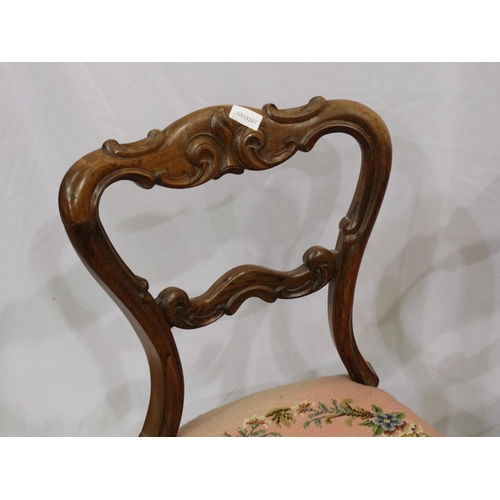 2141 - Pair of early Victorian walnut crown back chairs with wool work seats. Not available for in-house P&... 