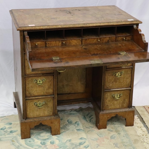 2153 - George III satinwood and walnut inlaid kneehole desk, with fitted secretaire top-drawer, two banks o... 