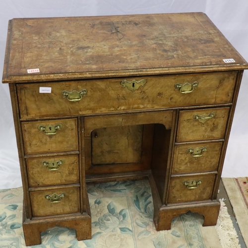 2153 - George III satinwood and walnut inlaid kneehole desk, with fitted secretaire top-drawer, two banks o... 