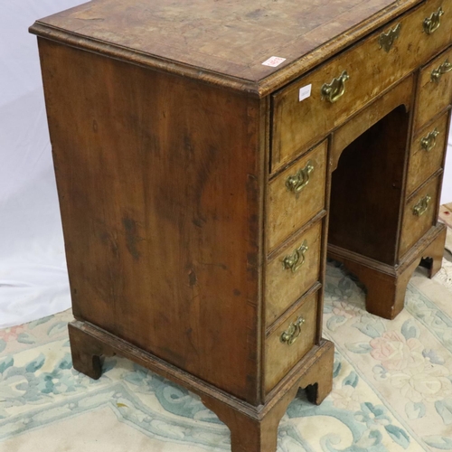 2153 - George III satinwood and walnut inlaid kneehole desk, with fitted secretaire top-drawer, two banks o... 