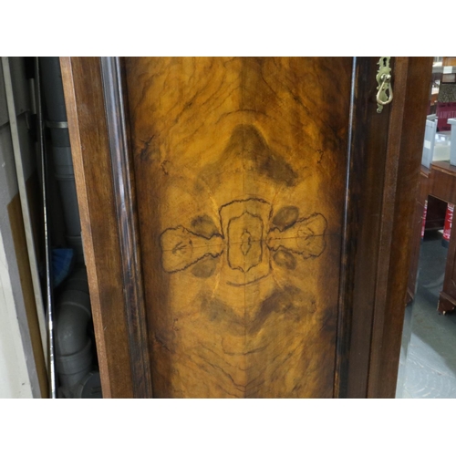 2159 - Substantial 19th century three door flame mahogany wardrobe, interior fitted with drawers and hangin... 